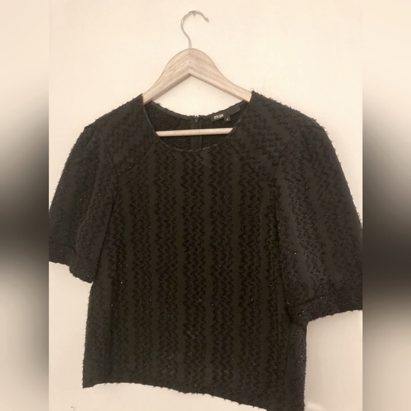 Maje Tops - Maje Black Textured Crop Top - Size 1 (Small)
